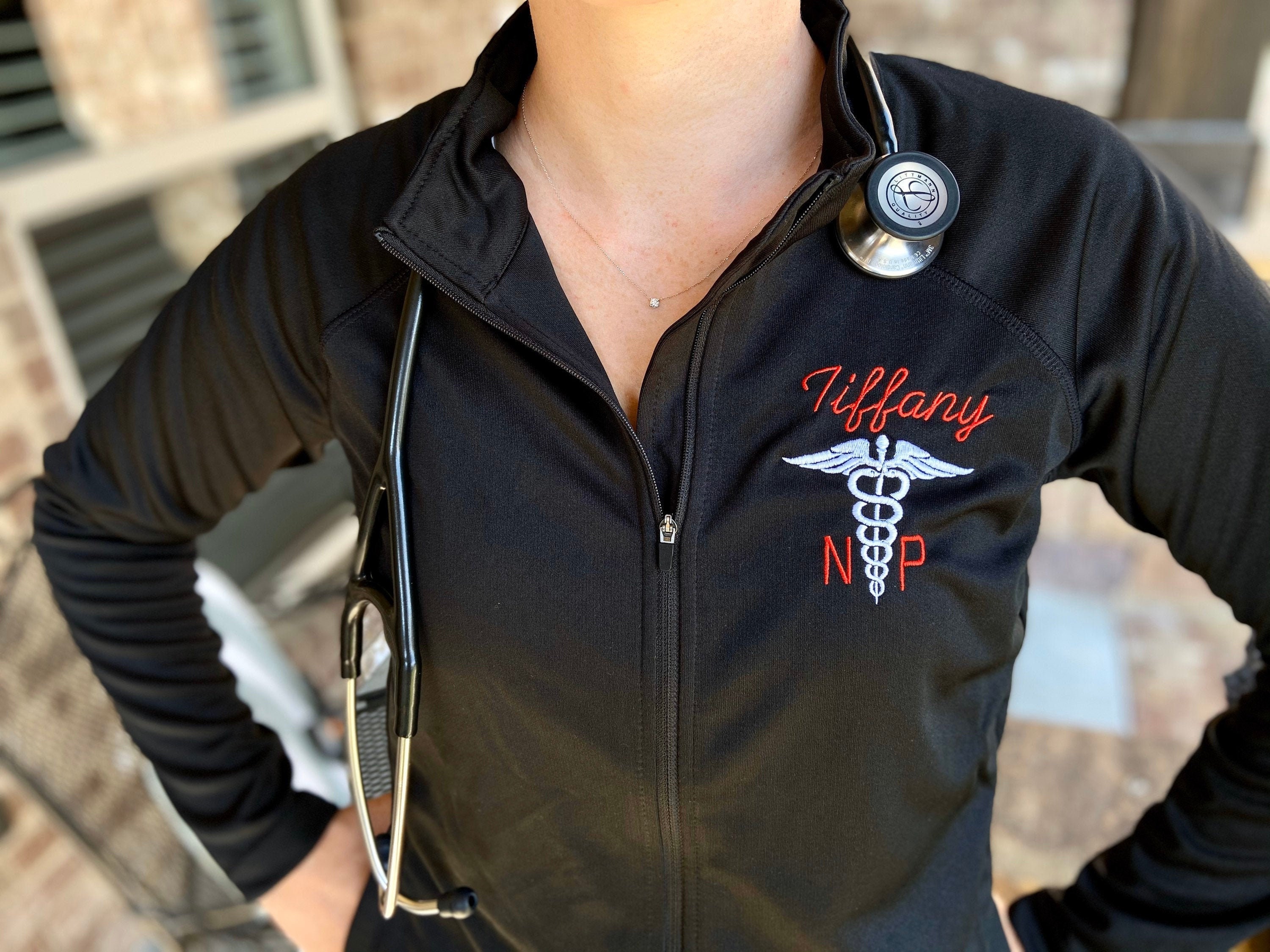 Monogrammed Embroidered Medical Caduceus 1/4 Zip Pullover