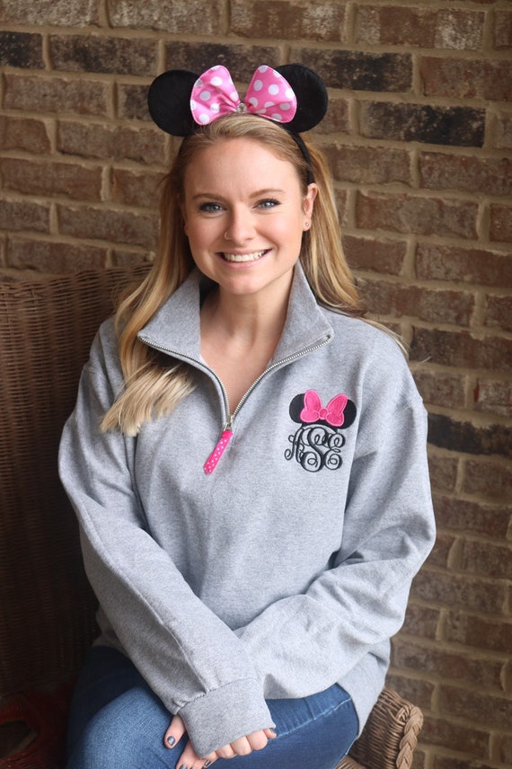 Minnie Mouse Monogram Disney Sweatshirt, Women's Zip Up, Unisex Quarter  Zip, Mickey Mouse Jacket, Disney Monogram Pullover -  Canada