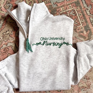 Embroidered Nursing School Quarter Zip Sweatshirt: University Program Pullover