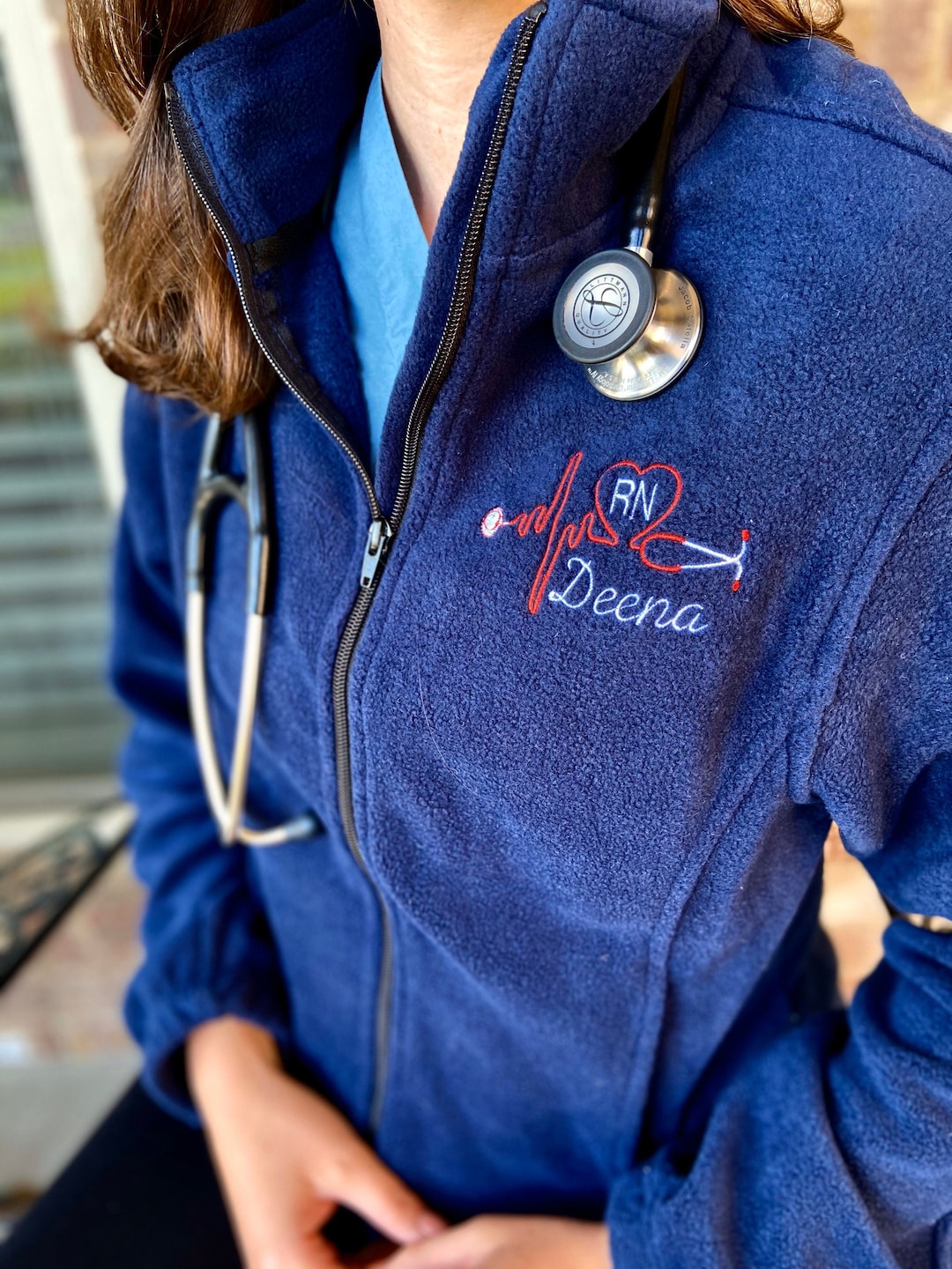  Cardiac Nurse Full-Zip Monogram Jacket, Custom Embroidery