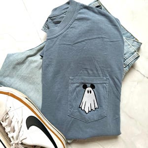 Disney Ghost Mickey Mouse Halloween Pocket Tee shirt