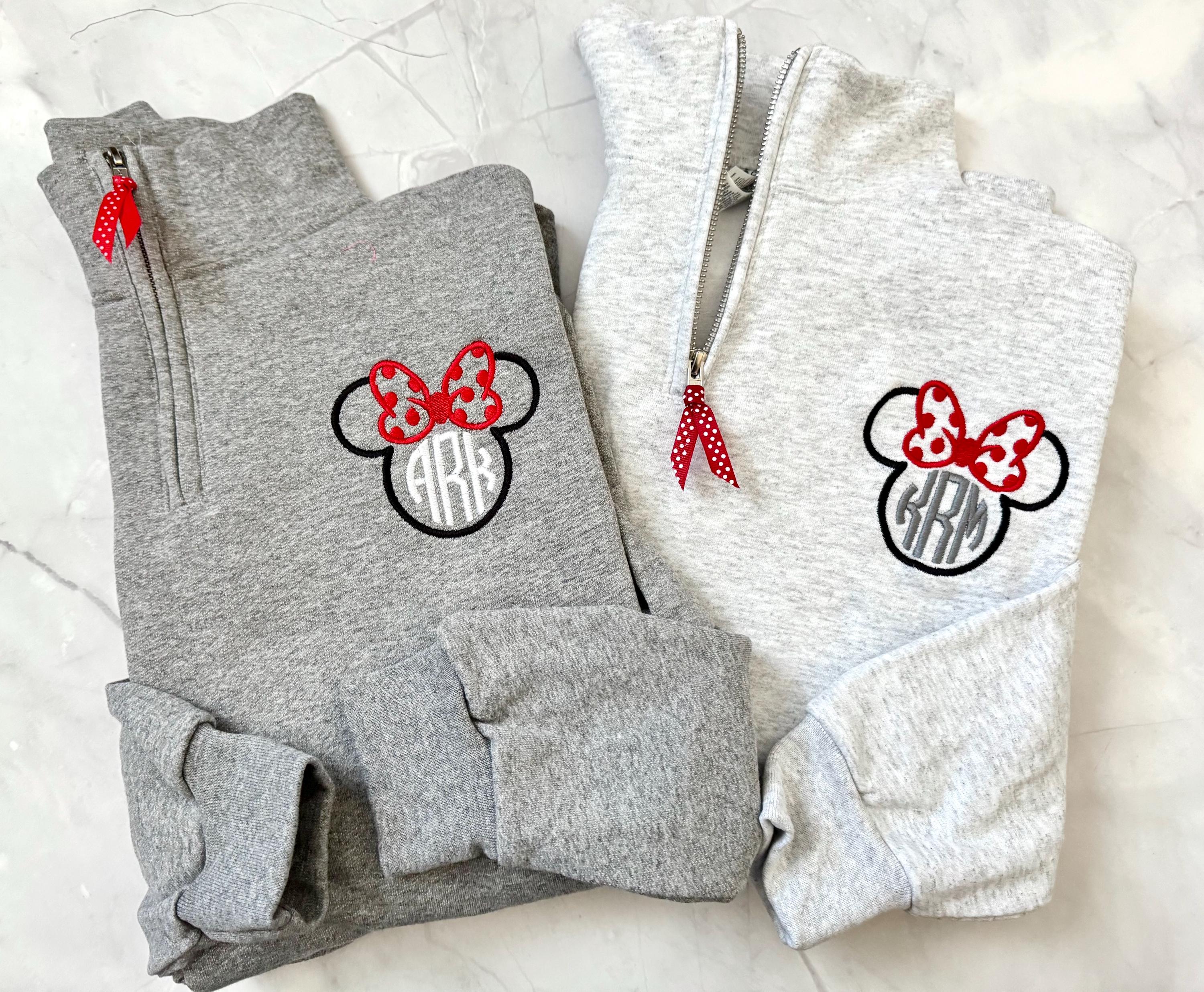 Minnie Mouse Monogram Disney Sweatshirt Women's Zip up Unisex