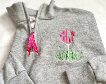 Personalized Golf Quarter Zip Sweatshirt: Monogrammed Golfer Gift