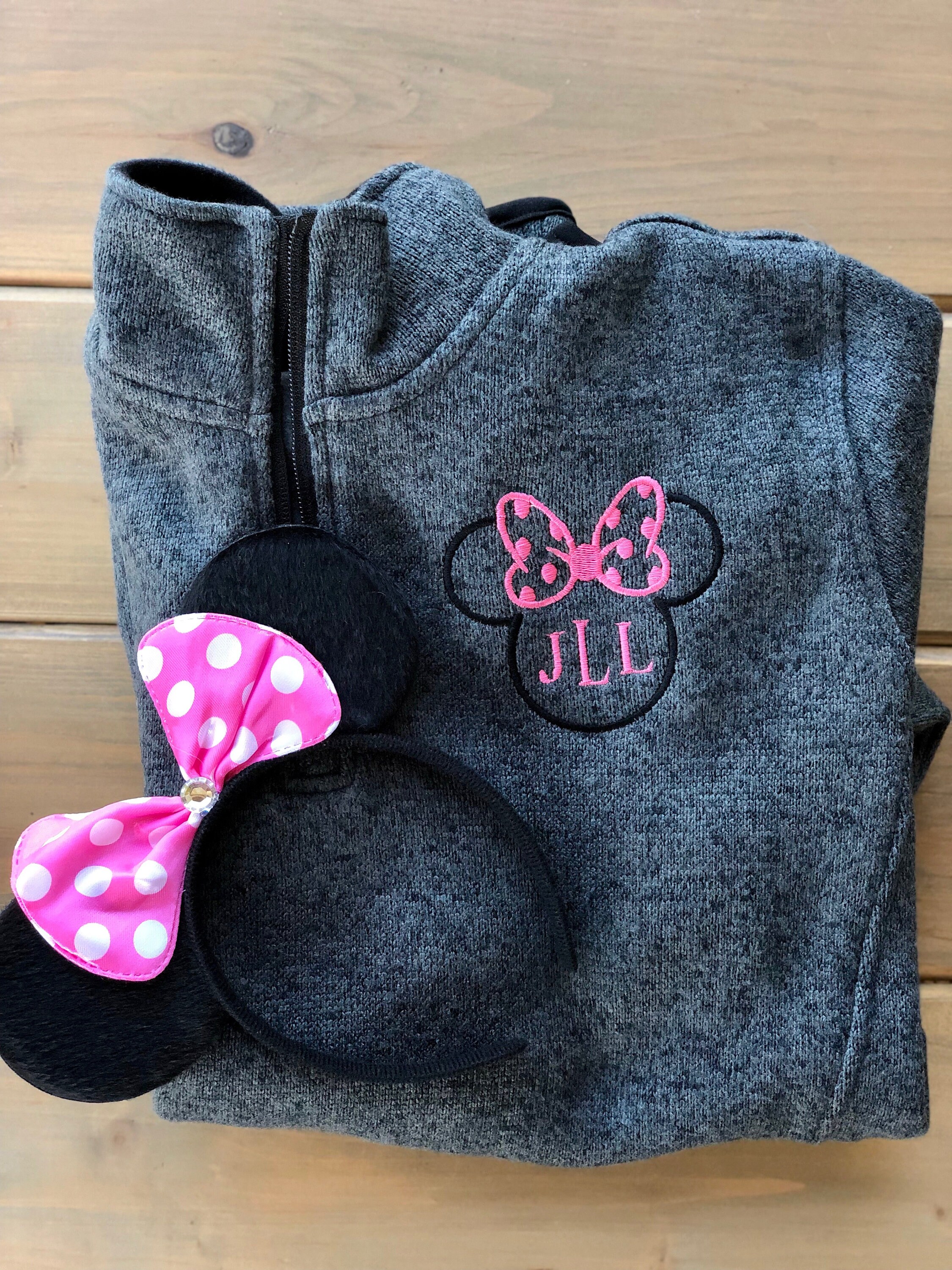 Minnie Mouse Monogram Quarter Zip Sweatshirt for Women, Charles