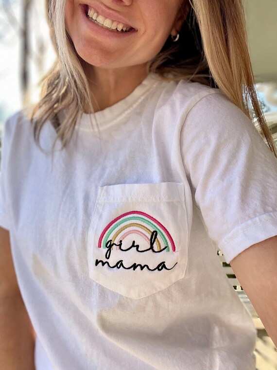 Girl Mama Rainbow Comfort Colors Pocket 