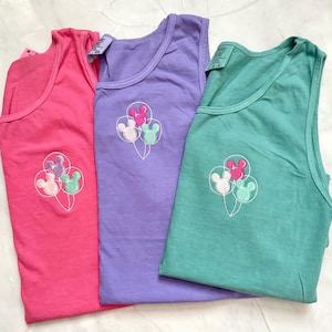 Disney Tank Top, Balloons Tank, Mickey Mouse Balloon Tank, Comfort Colors Muscle Tank, Summer Disney Monogrammed shirt for Women image 3