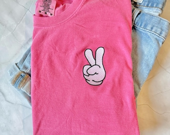 Disney Peace Sign Comfort Colors Shirt, Mickey Mouse Retro Shirt, Disneyland Vintage Shirt