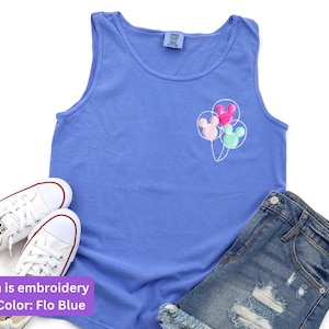 Disney Tank Top, Balloons Tank, Mickey Mouse Balloon Tank, Comfort Colors Muscle Tank, Summer Disney Monogrammed shirt for Women image 5