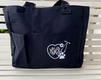 Vet Tech Tote Bag, Monogram Veterinarian Bag