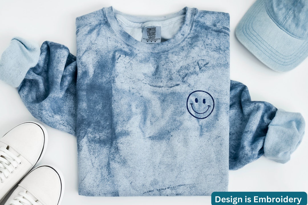 Felpa con cappuccio Smiley Face Tie Dye Comfort Colors, felpa