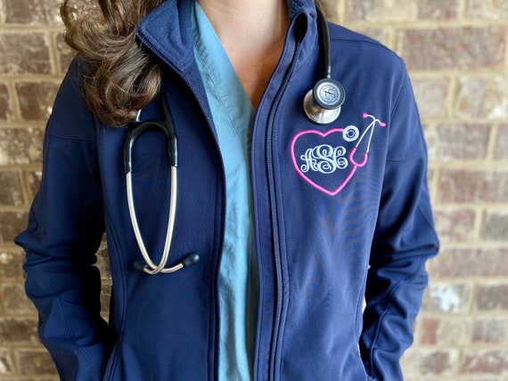 Personalized Nurse Monogram Full Zip Jacket With Heart -  Israel