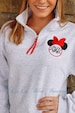 Minnie Mouse Monogram Disney Sweatshirt, Women's Zip up, Unisex Quarter Zip, Monogram Pullover 