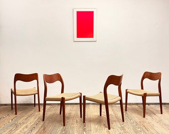 Mid century teak dining chairs by Niels O. Møller for J.L. Moller, Model 71, Set of 4, Denmark, 1970s