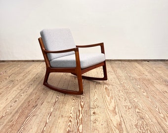 Mid-Century Modern Danish Rocking Chair in Teak by Ole Wanscher for France and Son, 1950s