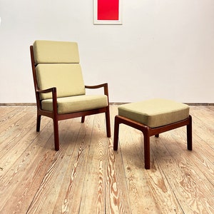 Teak high back rest armchair or easy chair, Senator series, by Ole Wanscher for Poul Jeppensens, Mid Century Modern Danish Design, 1950er image 1