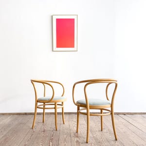 Pair of Thonet 209 Bentwood Armchairs in Beech with Velvet Covers, Germany, 1900