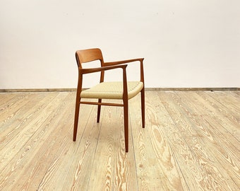 Mid century teak armrestchair with papercord seat by Niels O. Møller for J.L. Moller, Model 56, Denmark, 1950s
