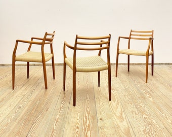 Mid century teak armrest dining chair by Niels O. Møller for J.L. Moller, Model 62,Denmark, 1950s