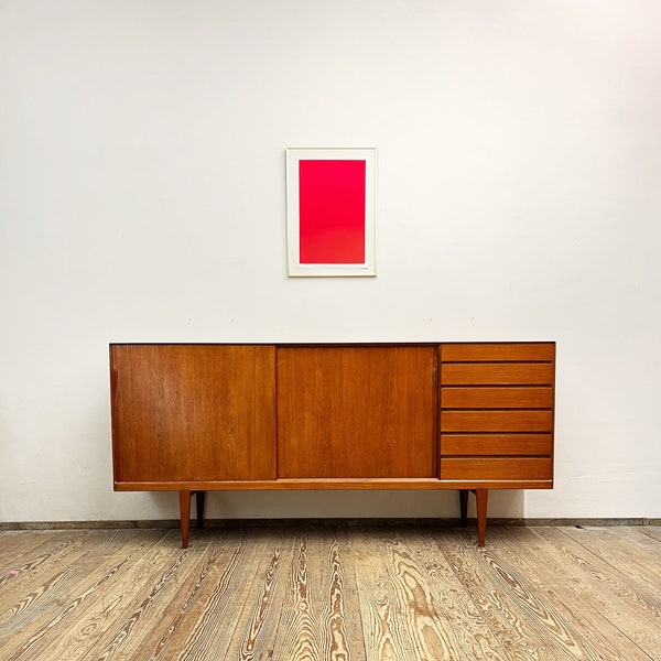 Scandinavian Mid Century Teak Sideboard, Credenza, Danish Design by Henry Rosengren Hansen, 1960s