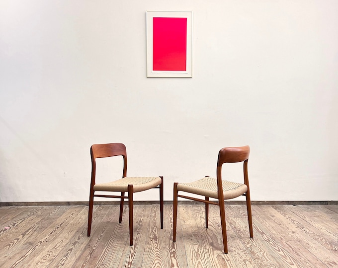 Mid Century Teak Dining Chairs With Papercord Seats by Niels O. Møller ...
