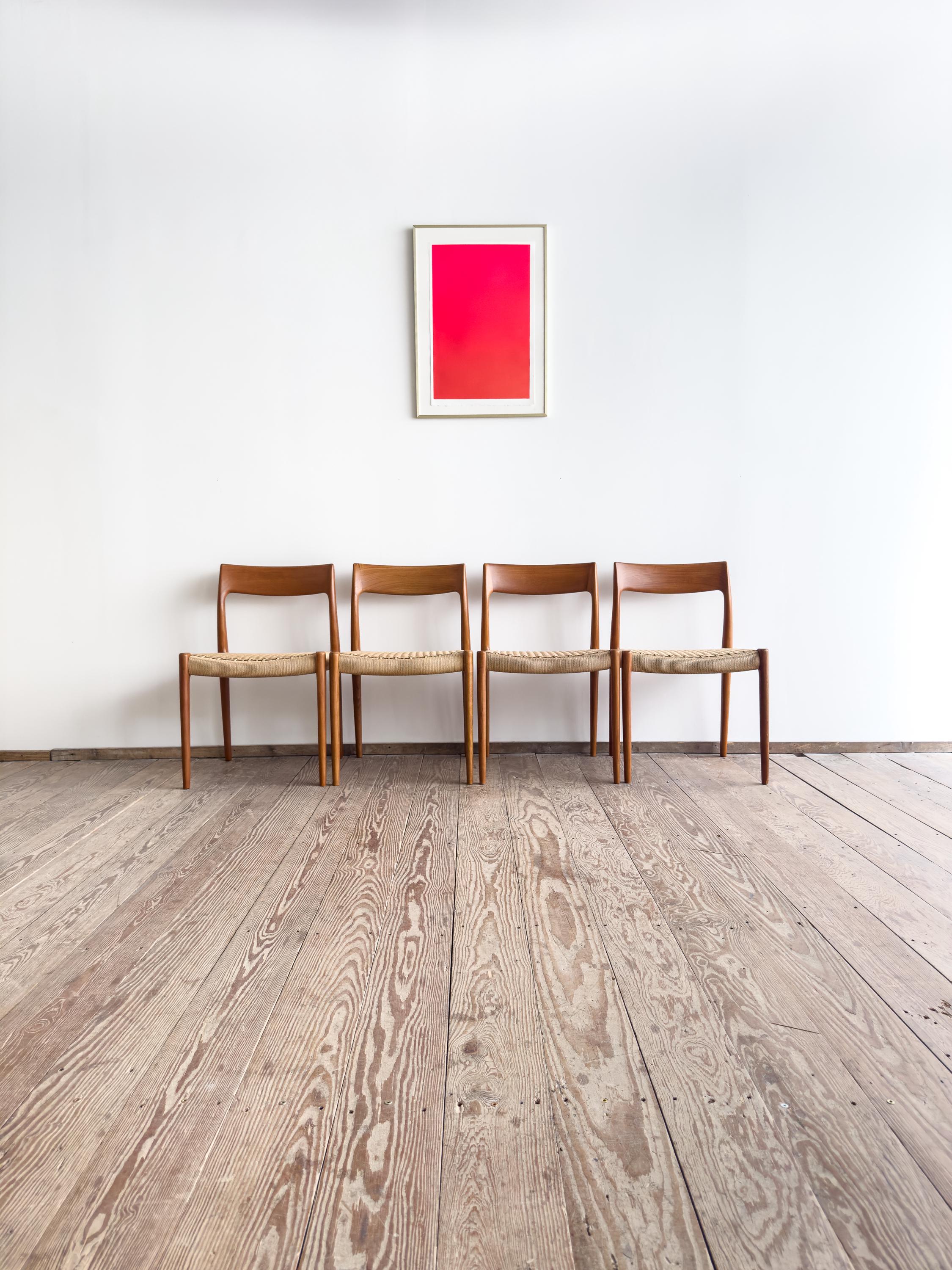 Mid Century Teak Dining Chairs With Papercord Seats by Niels O. Møller ...