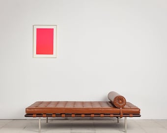 Barcelona Daybed in Brown Leather by Ludwig Mies van der Rohe for Knoll International, Bauhaus Design