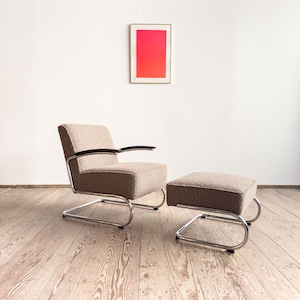 Thonet Cantilever Armchair with Ottoman, Model 411, Design Classic