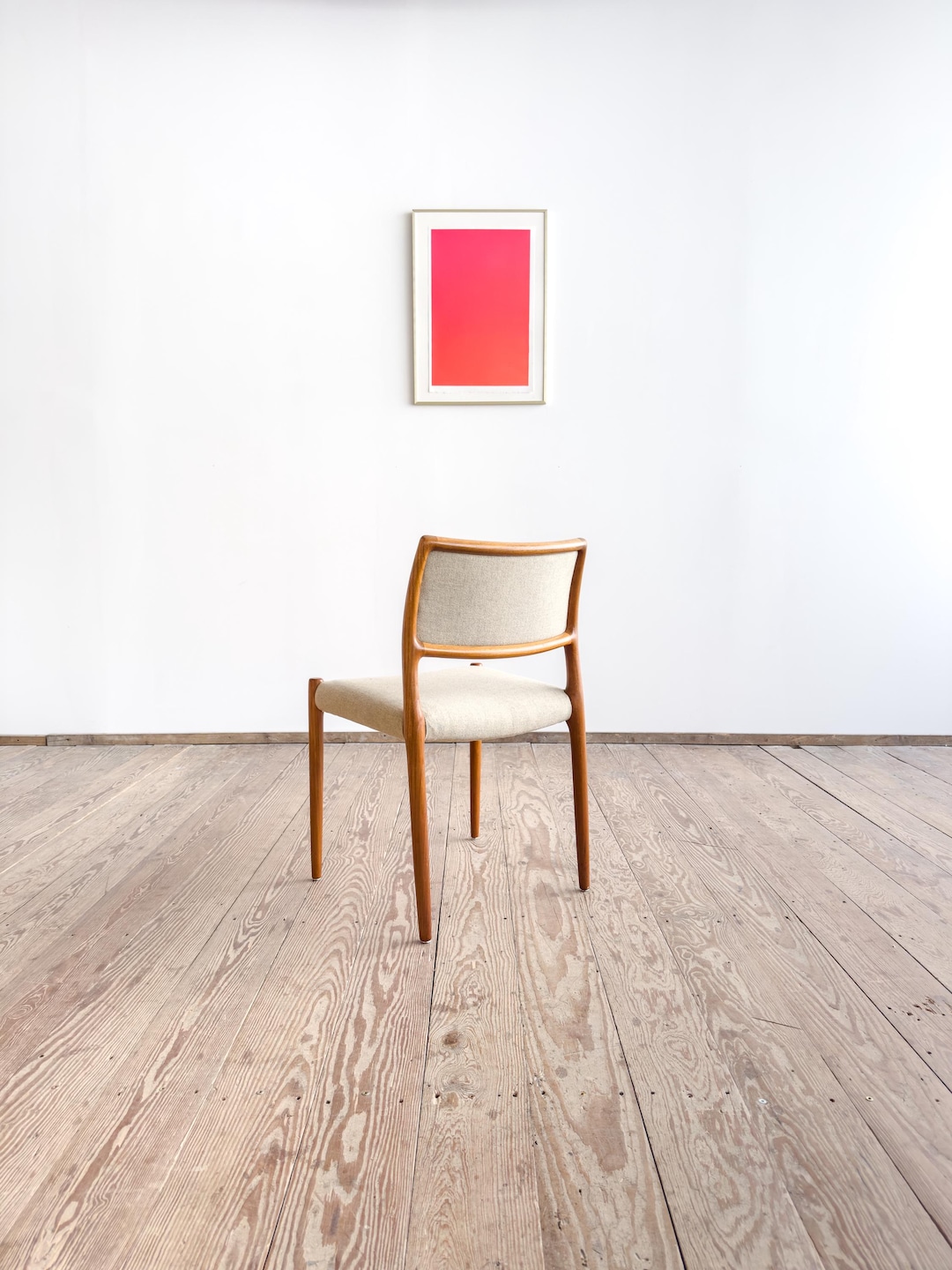 Mid Century Teak Wood Chair by Niels O. Møller With Woolen Fabric Cover ...