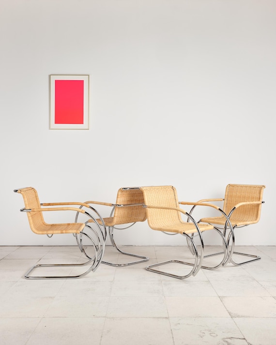 Freischwinger Stühle von Mies van der Rohe für Thonet, Modell S533 RF bzw. MR 20, Knoll International, Set aus 4