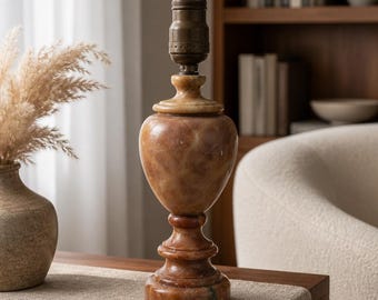 1930's Italian Marble Alabaster Urn Style Table Lamp