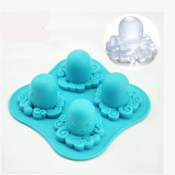 4-cavity Octopus Flexible Ice Tray Ice Mold silicone ice lattice mold ice grid blocks mold Cake Mold Chocolate Mould soap mold candy mold