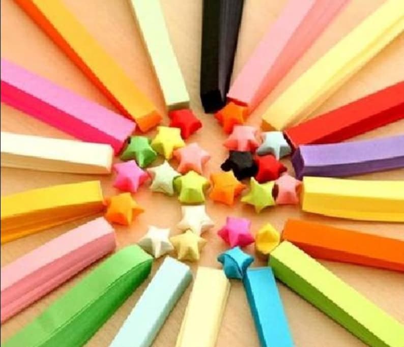 Custom Colors Origami Star Paper Kit Rainbow Paper Strips Etsy