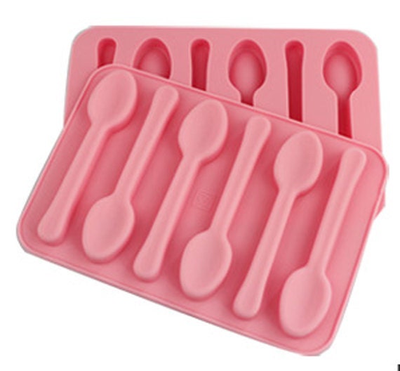 6-canvity Small Spoon Mold Silicone Mold Ice Mold Cake Mold Chocolate Mould  Candy Mold Spoon Creative Ice Lattice Shape Chocolate Mold 