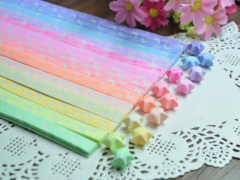Luminous Origami Star Paper Kit I love you Lucky Wishing Star Etsy