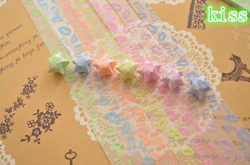 7 Colors Total 600 Pcs Luminous Origami Star Paper Kit 6 Etsy