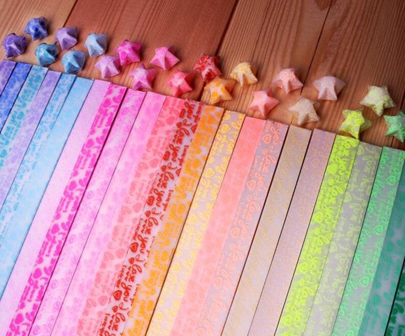 20 Colors Luminous Origami Star Paper Kit I Love You Lucky Etsy