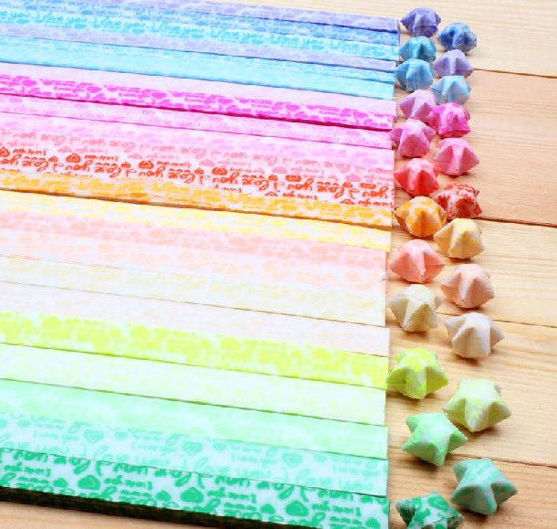 20 Colors Luminous Origami Star Paper Kit I Love You Lucky Etsy