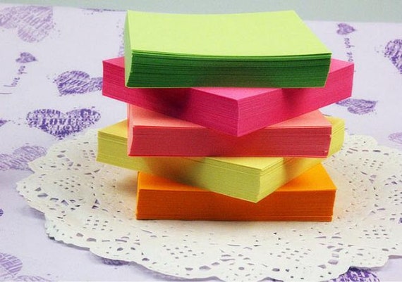 Colored Fluorescent Crame Love Heart Origami Paper Paper Crane Kit Two Size 5x5 7x7 Cm Squares Paper 5 Colors Can Be Chosen 100 Sheet - 