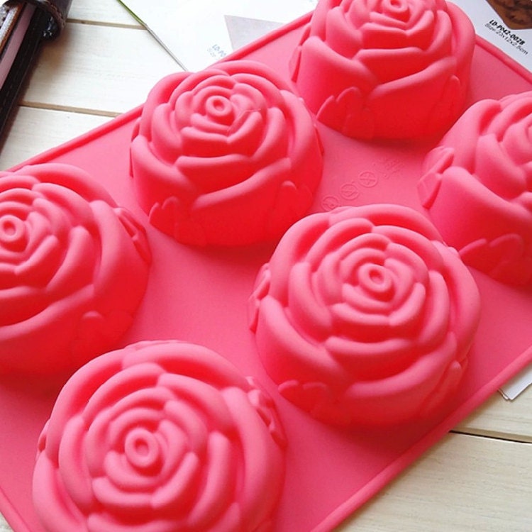 KooMall 3D Rose Ice Molds 2.5 inch, Large Ice Cube Trays, Make 4 Giant Cute Flower Shape Ice, Silicone Rubber Fun Big Ice Ball Maker for Cocktails