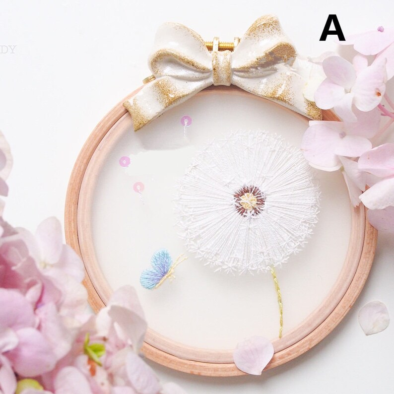 Dandelion and Butterfly embroidery,double-sided Embroidery Hoop art Christmas friend gift Diy kit Transparent Embroidery Kit Craft kits