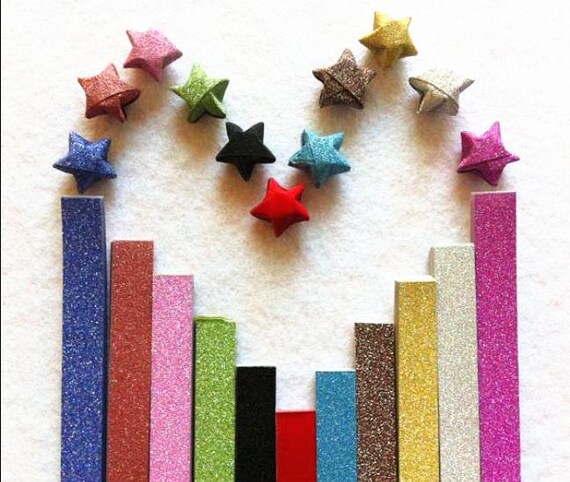 Flash Shine Origami Star Paper Kit Rainbow Paper Strips Lucky Wishing Star Paper Strips One Bag 20 Pcs Strips Diy Valentine Gift