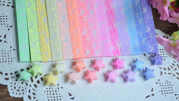 Luminous Origami Star Paper Kit I Love You Lucky Wishing Star Paper Strips One Bag 30 Pcs Strips14 Colors Can Be Chosen Diy Valentine Gift