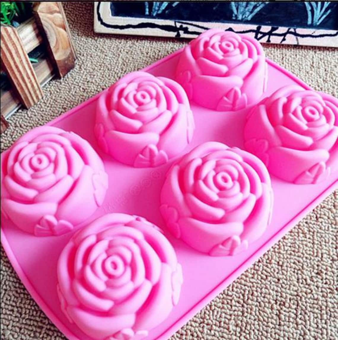 6holes Big Rose Flower Mold Silicone Cake Mold Handmade Etsy