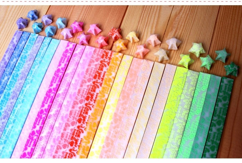 20 Colors Luminous Origami Star Paper Kit I Love You Lucky Etsy