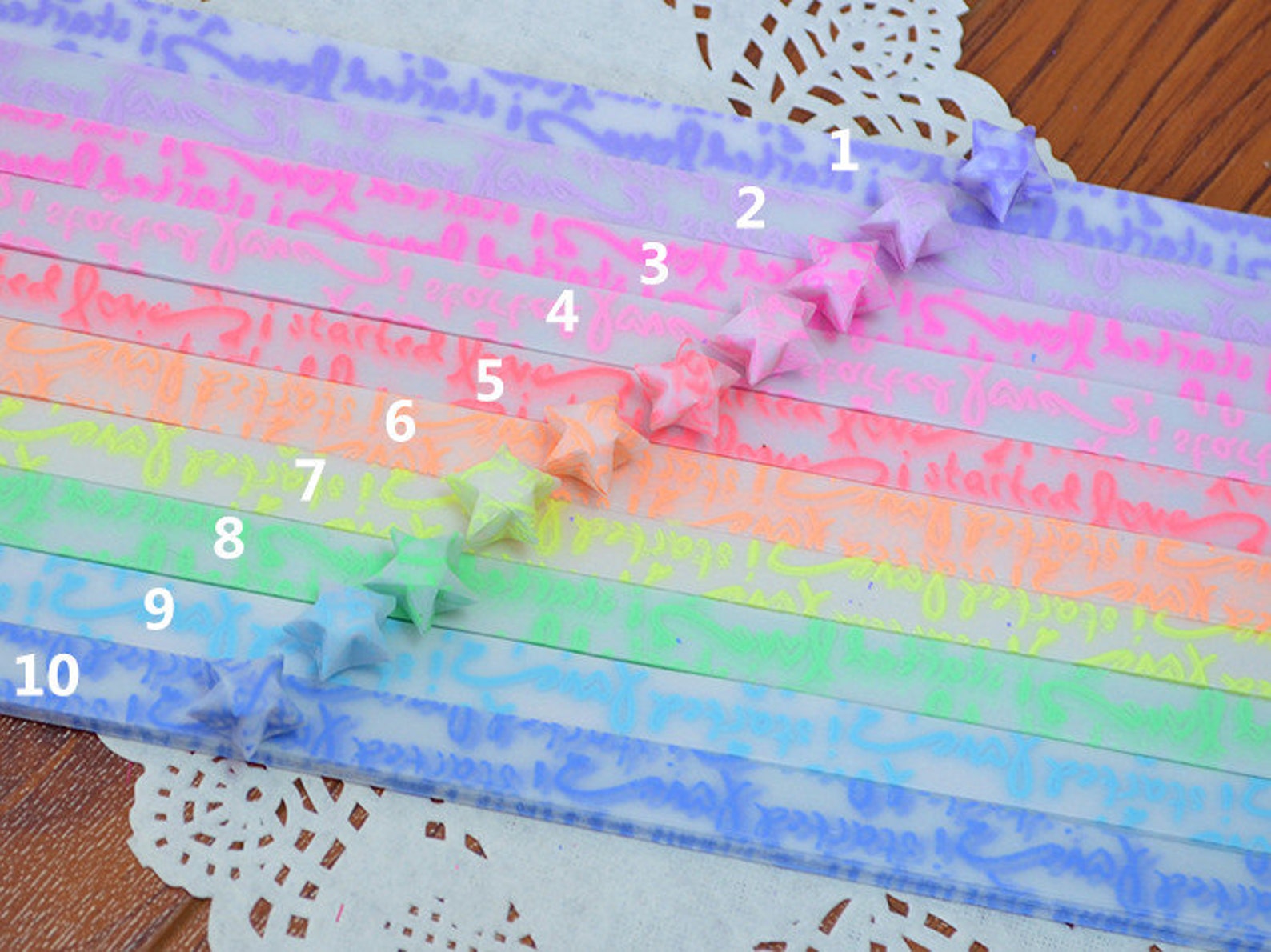 Luminous Origami Star Paper Kit Love Started Wishing Star Etsy