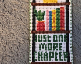 Just One More Chapter Handmade Cross Stitched Bookmark. FREE Shipping.