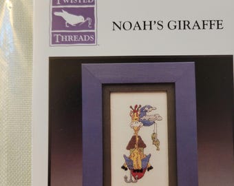 Twisted Threads Noahs Giraffe Cross Stitch Pattern with 25ct Water Lily Jobelan 9x12 fabric included - FREE SHIPPING