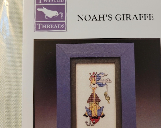 Twisted Threads Noahs Giraffe Cross Stitch Pattern with 25ct Water Lily Jobelan 9x12 fabric included - FREE SHIPPING