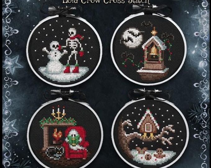 Lola Crow Christmas After Midnight Cross Stitch Pattern. 50wx50h First Time in Print New.  Free Shipping.