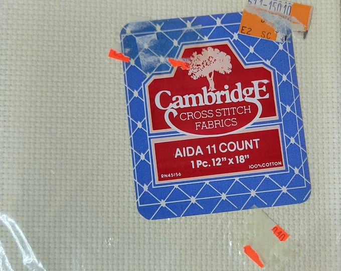 Cambridge Aida Cloth 11ct 12"x18" cream FREE SHIPPING.